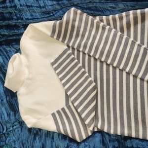 Orvis cream and grey striped turtleneck